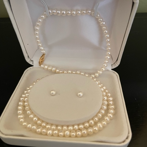 Elegant Pearl Necklace and Earring Set - Picture 1 of 7